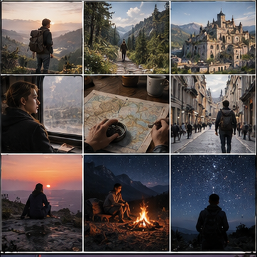 Cinematic storyboard grid